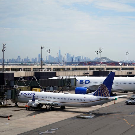 United Airlines planes on the tarmac at Newark Liberty International Airport on July 3, 2023.