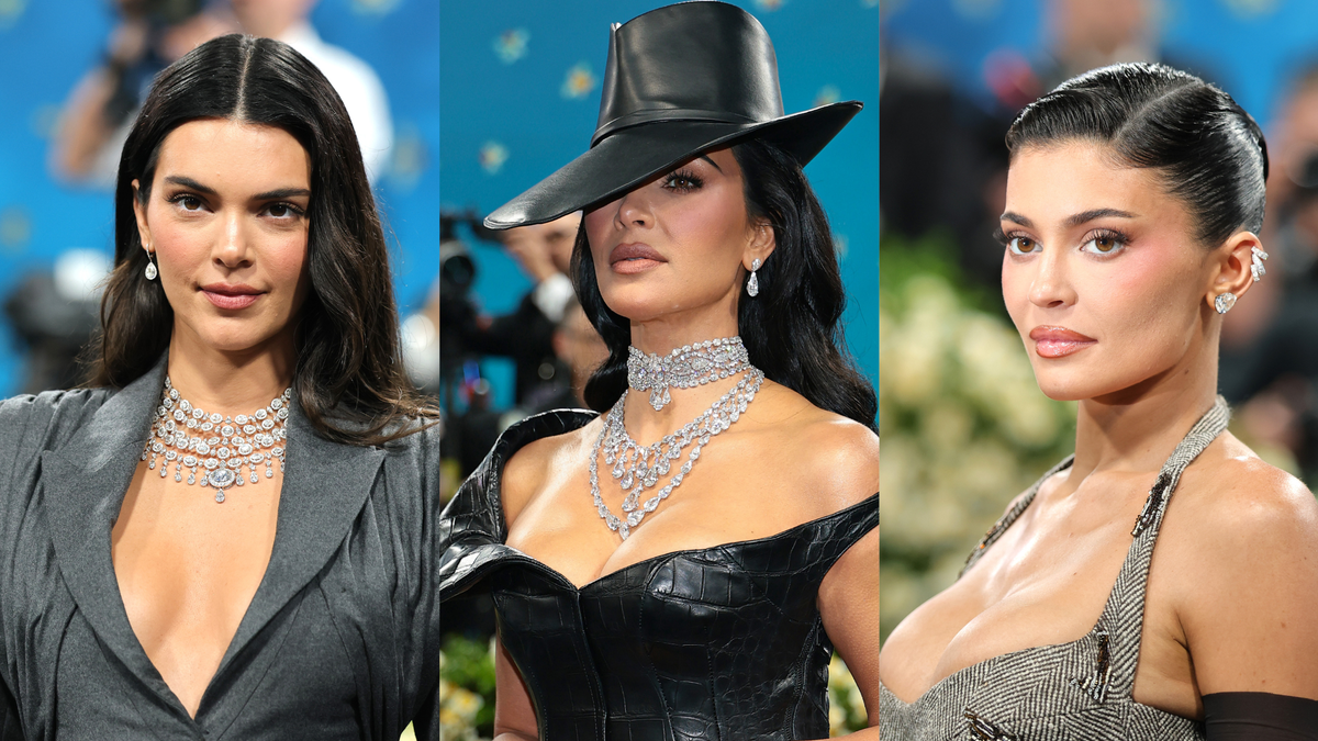 From left, Kendall Jenner, Kim Kardashian and Kylie Jenner attend the 2025 Met Gala at the Metropolitan Museum of Art in New York on May 5, 2025.
