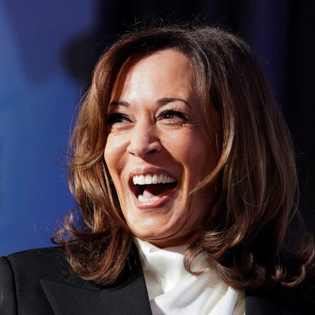 Former U.S. Vice President Kamala Harris speaks during a gala in San Francisco on April 30, 2025.