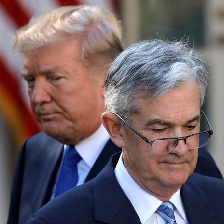 President Donald Trump and Jerome Powell, his nominee to lead the U.S. Federal Reserve, at the White House in Washington, DC, on Nov. 2, 2017.