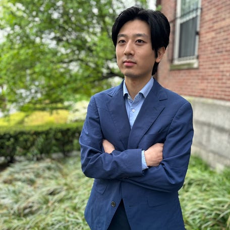 Alex Shieh outside his dorm at Brown University.