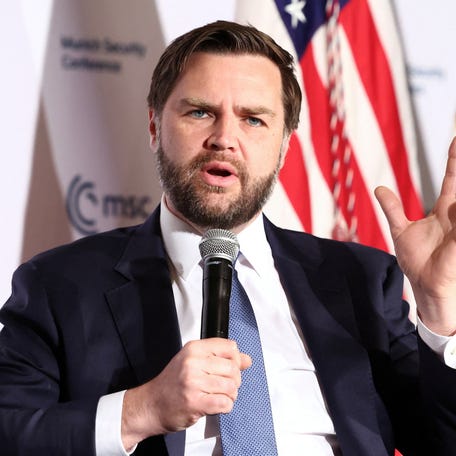 U.S. Vice President JD Vance participates in a discussion at a Munich Security Conference event in Washington, D.C., U.S., May 7, 2025. REUTERS/Kevin Lamarque