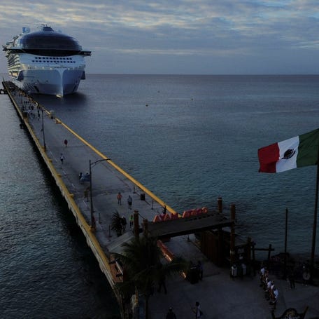 Royal Caribbean's Icon of the Seas, the largest cruise ship in the world, is docked at Costa Maya Cruise Port in Mexico on Feb. 6, 2024.
