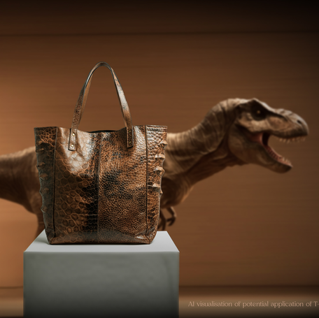 Biotech designers are looking to create purses and other accessories using lab-grown synthetic inspired by Tyrannosaurus rex skin.