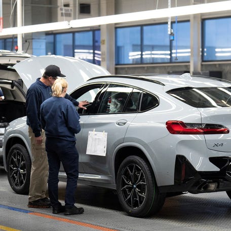 Employees work at the BMW manufacturing plant in Greer, South Carolina, U.S., October 19, 2022.