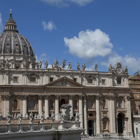 Black smoke rises from the chimney on the Sistine Chapel, indicating no decision has been made to elect a new pope, at the Vatican, May 8, 2025.