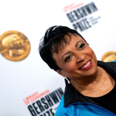 Librarian of Congress Dr. Carla Hayden arrives for the Library of Congress Gershwin Prize Tribute Concert for honoree Lionel Richie in Washington, DC, on March 9, 2022.