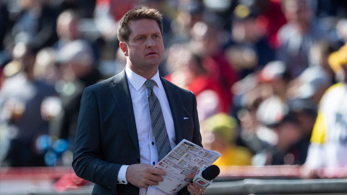 Nov 2, 2019; College Park, MD, USA; Todd McShay on the field during the first half of the game between the Maryland Terrapins and the Michigan Wolverines at Capital One Field at Maryland Stadium. Mandatory Credit: Tommy Gilligan-USA TODAY Sports