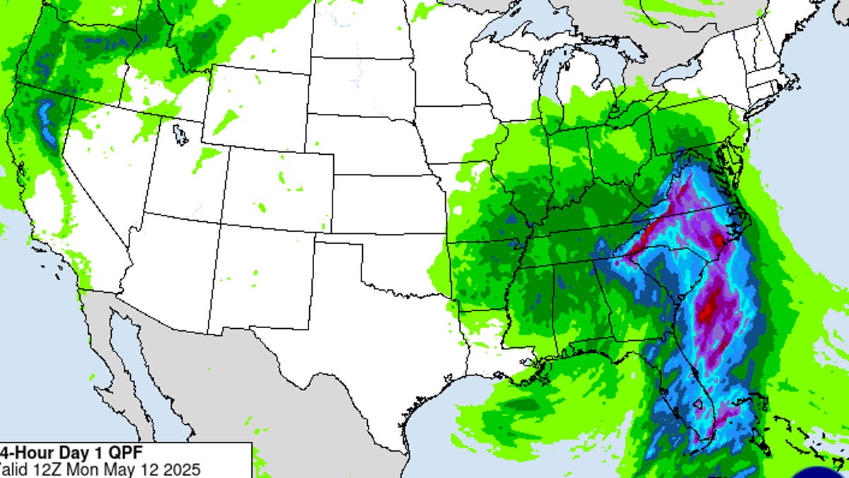 Gulf Coast to Virginia could be swamped with buckets of rain this week