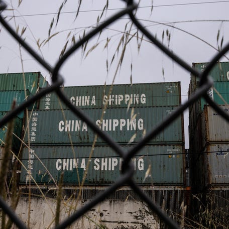 China Shipping containers in Oakland, California, on May 12, 2025.