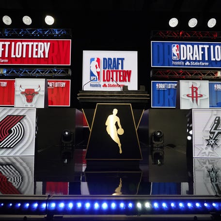 A overall shot of the 2024 NBA Draft Lottery at McCormick Place West on May 12, 2024.