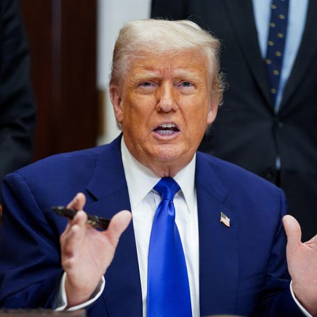 U.S. President Donald Trump gestures on the day he signs an executive order on prescription drug pricing during a press conference in the Roosevelt Room at the White House in Washington, D.C., U.S., May 12, 2025. REUTERS/Nathan Howard