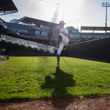 Clinton's Brian Silvester warms up in the bullpen before facing Nashoba Regional on Monday May 12, 2025 at Polar Park in Worcester.