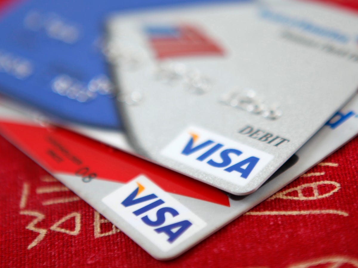 Visa Credit Cards Are Displayed In Washington