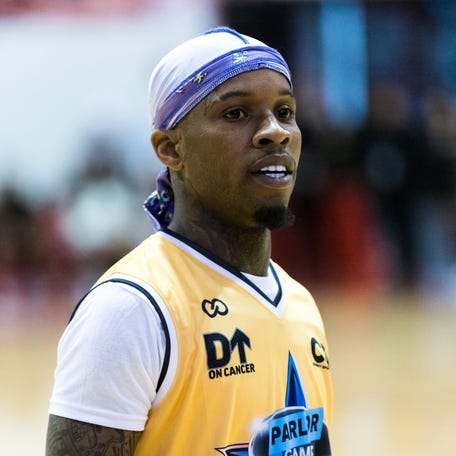 Tory Lanez attends the 2022 Parlor Games Celebrity Basketball Classic at the Cox Pavilion on April 30, 2022, in Las Vegas.