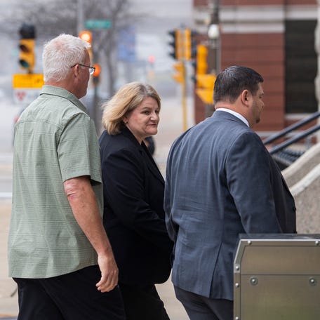 Milwaukee County Circuit Judge Hannah Dugan is seen entering the Milwaukee Federal Courthouse on May 15, 2025 in Milwaukee, Wis. Judge Dugan is charged with trying to help Eduardo Flores-Ruiz elude federal arrest at the Milwaukee County Courthouse on April 18.