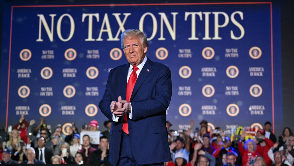 US President Donald Trump arrives to speak on his policy to end tax on tips in Las Vegas, Nevada, on January 25, 2025.