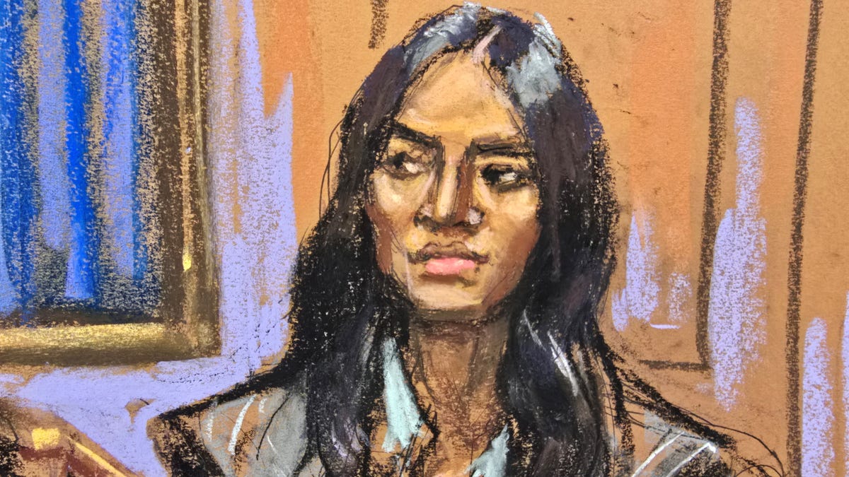 Lawyer Anna Estevao (not seen) cross examines Casandra "Cassie" Ventura Fine during Sean "Diddy" Combs' sex trafficking trial in New York City, May 16, 2025, in this courtroom sketch.