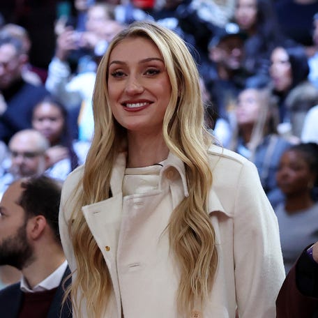 Cameron Brink attends the NBA basketball game between the San Antonio Spurs and the Indiana Pacers in Paris on Jan. 25, 2025.