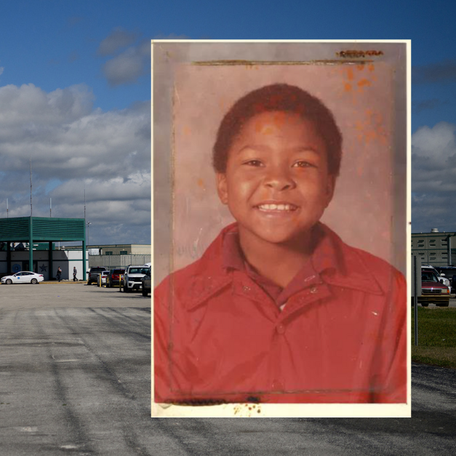 A grade school photo of Matthew Lee Johnson, right, a photo of Johnson taken at the Allan B. Polunksy Unit in Livingston, Texas, left, and a scene from the Allan B. Polunksy Unit. Johnson is scheduled to be executed on May 20 for the murder of Nancy Harris in May 2012.