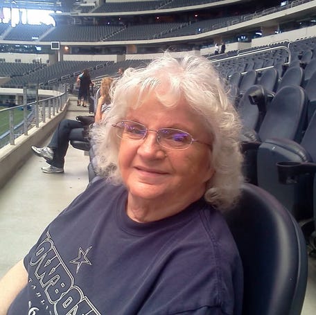 Nancy Judith Harris at the Dallas Cowboys AT&T Stadium in Arlington, Texas. Harris died at the age of 76 on May 25, 2012.