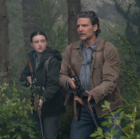 Bella Ramsey as Ellie and Pedro Pascal as Joel in Season 2 Episode 6 of HBO's "The Last of Us."