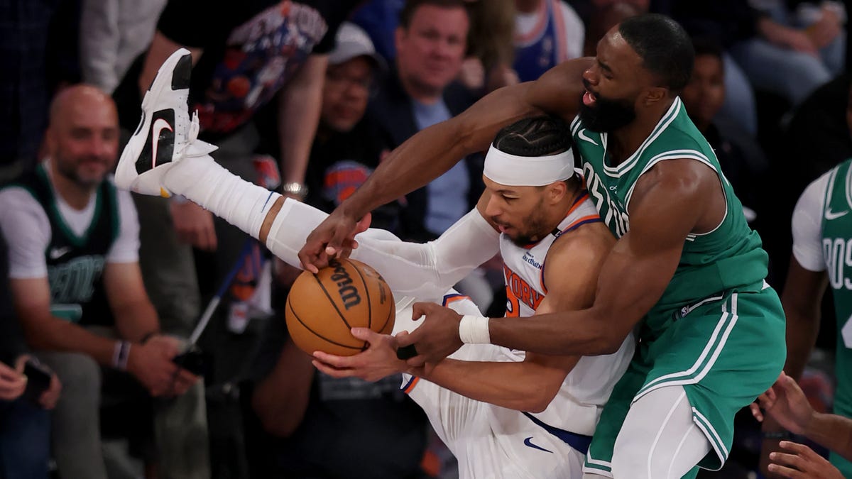 Will Jaylen Brown, right, be on the move this offseason? The Celtics are facing financial decisions around their roster after being eliminated from the NBA playoffs, a year after winning their league-record 18th championship.