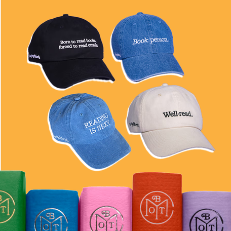 Sign up for a Book of the Month subscription for just $5 with code BOUQUET and get a free reader-inspired hat in your first box.