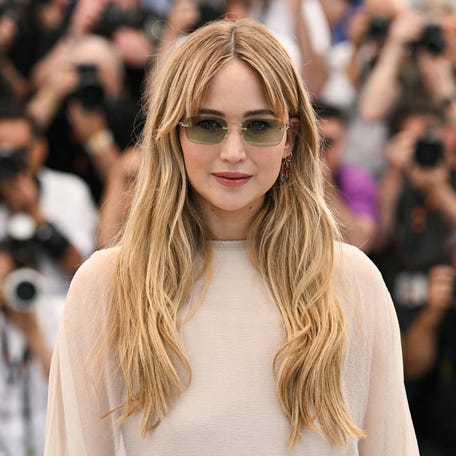 Jennifer Lawrence poses during a photocall for "Die, My Love" at Cannes Film Festival on May 18, 2025.