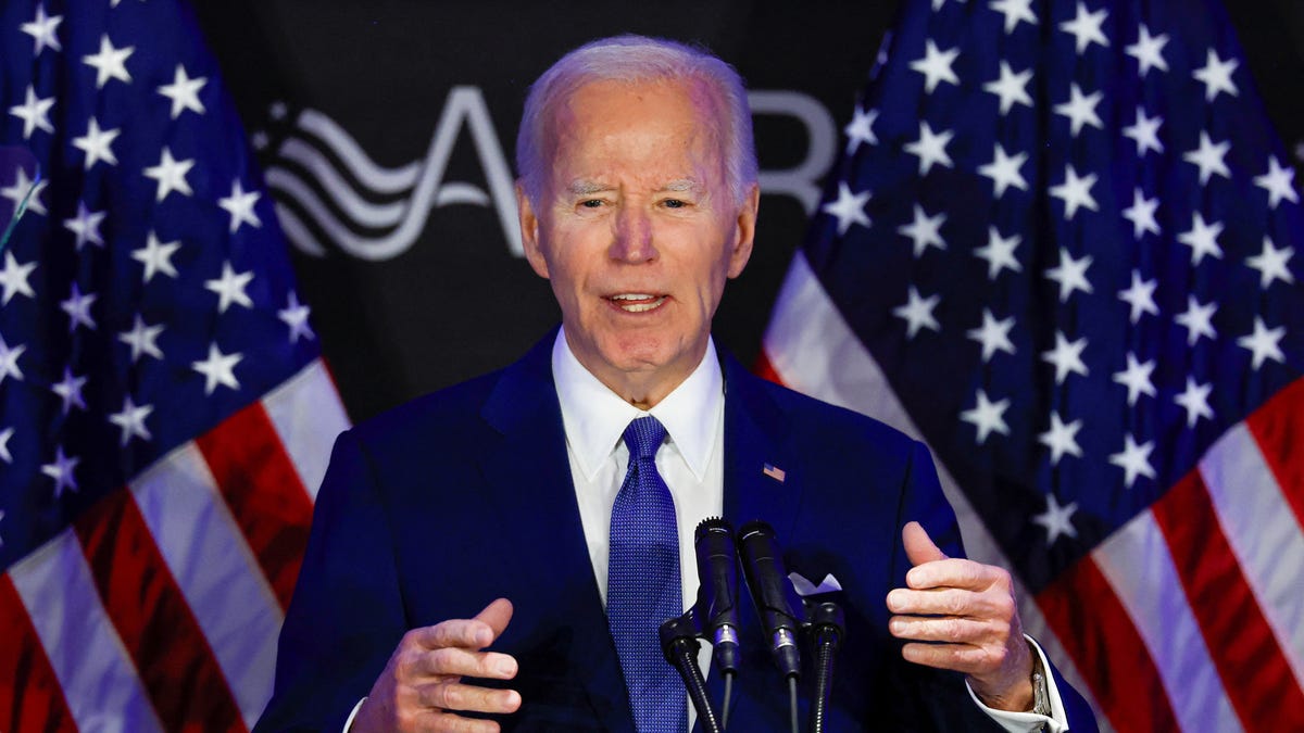 Former President Joe Biden makes his first major speech since leaving office, at the Advocates, Counselors, and Representatives for the Disabled (ACRD) conference in Chicago, Illinois, U.S. April 15, 2025.