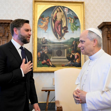Pope Leo XIV meets with Vice President JD Vance at the Vatican, May 19, 2025.