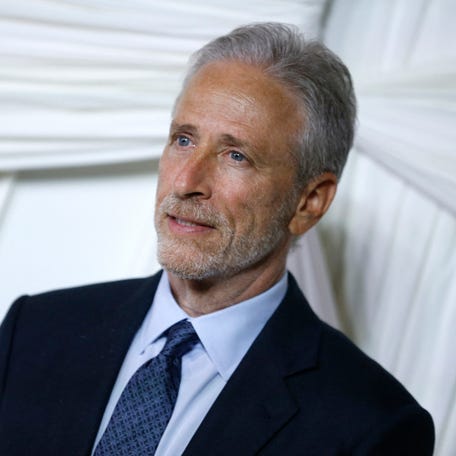 Jon Stewart arrives for "The Albies" hosted by the Clooney Foundation for Justice at the New York Public Library in New York City on Sept. 26, 2024.
