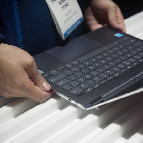 A Samsung Galaxy Chromebook at the Consumer Electronics Show (CES) Las Vegas, Nevada in 2020.