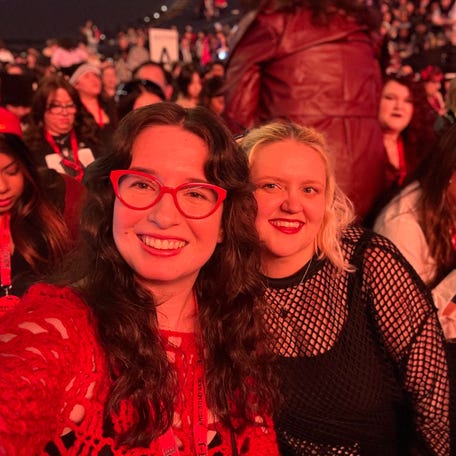 Emily Sachs, left, with her friend Shannon.