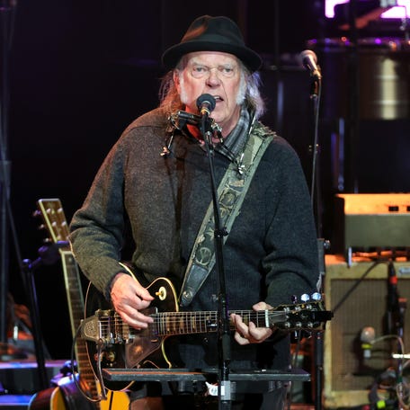 Neil Young performs onstage at Light Up the Blues 7 Concert Celebrating Autism Speaks' 20th Anniversary at The Greek Theatre on April 26, 2025, in Los Angeles.