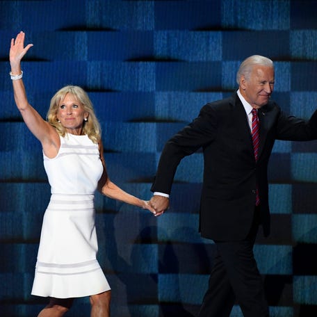 Vice President Joe Biden and Jill Biden during the 2016 Democratic National Convention at Wells Fargo Center.