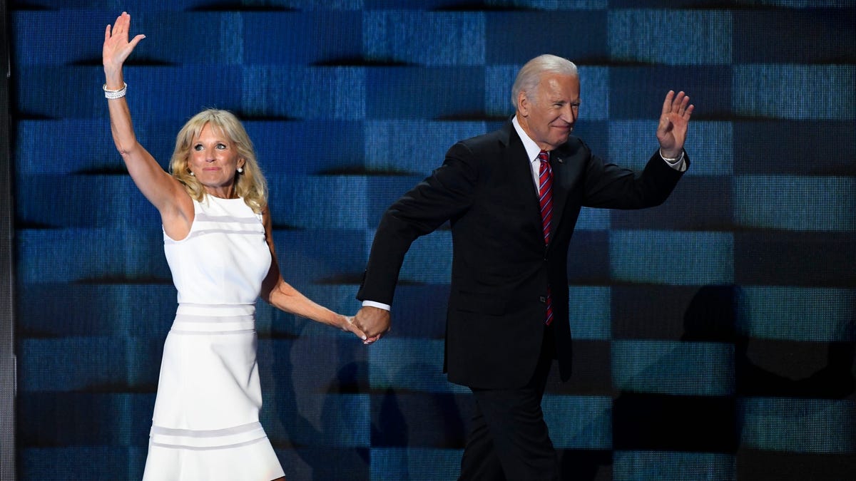 Vice President Joe Biden and Jill Biden during the 2016 Democratic National Convention at Wells Fargo Center.