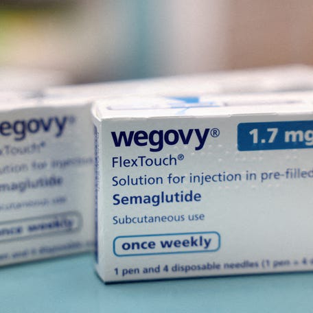 FILE PHOTO: Wegovy maker Novo Nordisk said it will cut the price of the weight-loss medication to $199 for one month for new customers. The move comes as the FDA phases out compounded versions of the medication. REUTERS/Hollie Adams/File Photo