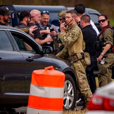 MCLEAN, VIRGINIA - MARCH 19: Members of law enforcement respond to reports of an armed individual near Central Intelligence Agency (CIA) headquarters on March 19, 2025 in Mclean, Virginia. The facility is reportedly on lockdown as a SWAT team and other agencies respond. (Photo by Andrew Harnik/Getty Images)