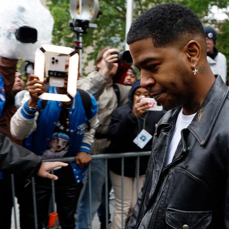 Kid Cudi departs court during Sean "Diddy" Combs' trial on May 22, 2025.