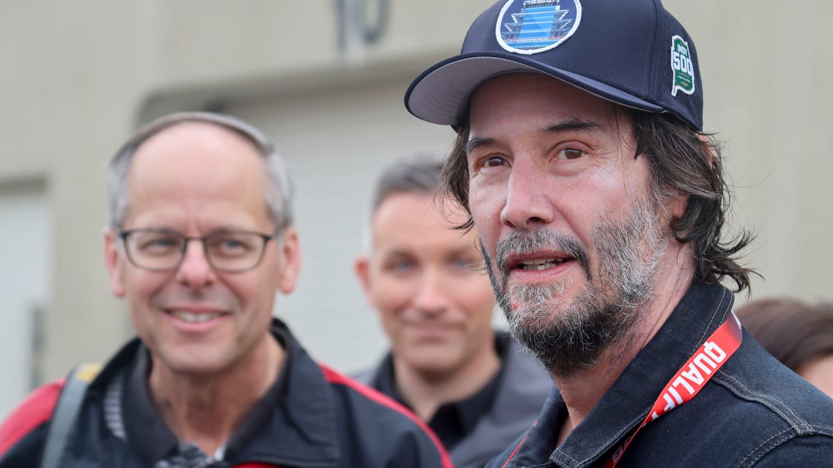 Actor Keanu Reeves attending Indy 500. Just a few months ago, he raced there