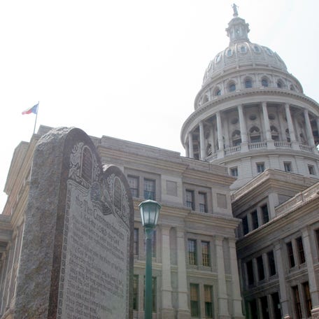 A Ten Commandments monument stands outside the Texas State Capitol in 2005.