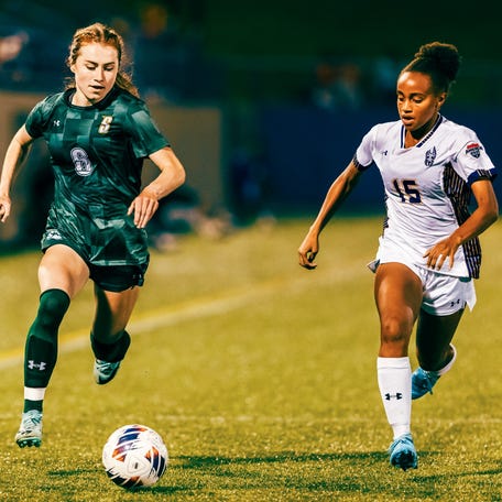 Arlington graduate Megan Stowell '27 plays forward for Siena women's soccer. She also plays for the Hudson Valley Crusaders. SIENA ATHLETICS