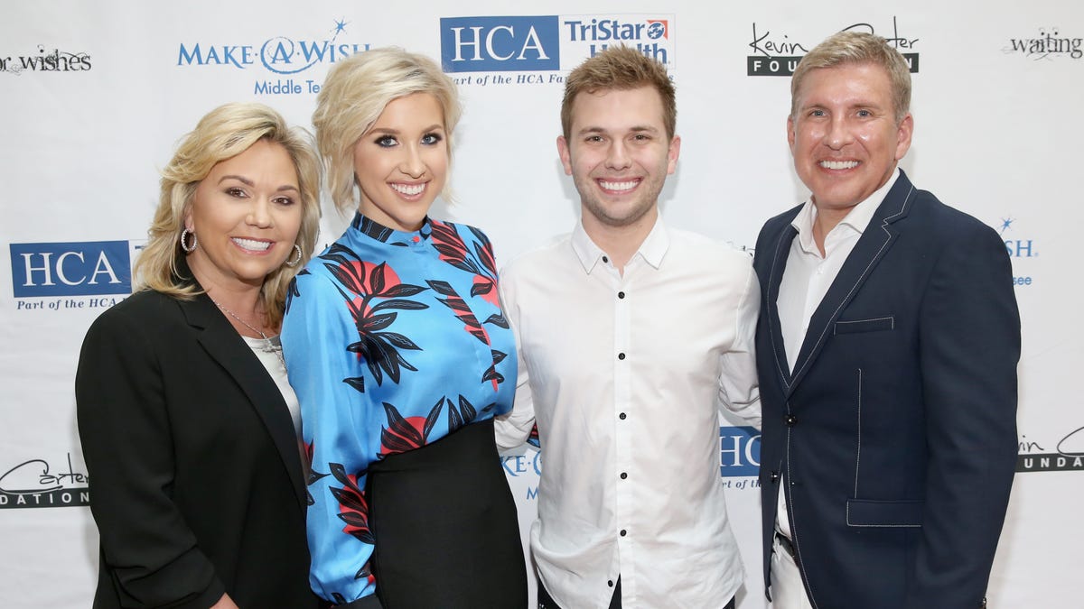 Julie Chrisley, Savannah Chrisley, Chase Chrisley and Todd Chrisley from "Chrisley Knows Best" attend the 17th annual Waiting for Wishes dinner at The Palm on April 24, 2018, in Nashville.
