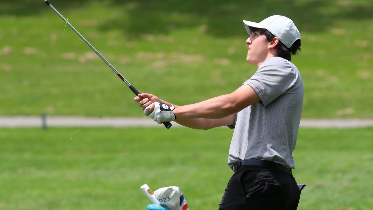 FDR's Ike Rothmann during the Section 9 Boys Golf Championship at McCann Memorial Golf Course in Poughkeepsie on May 27, 2025.