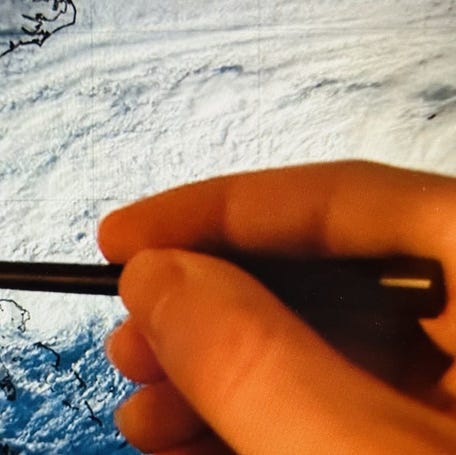 This is a screen shot of Michael Brennan pointing out where Hurricane Nicole is expected to make landfall in Florida in his latest update on Wednesday morning, Nov. 9, 2022.