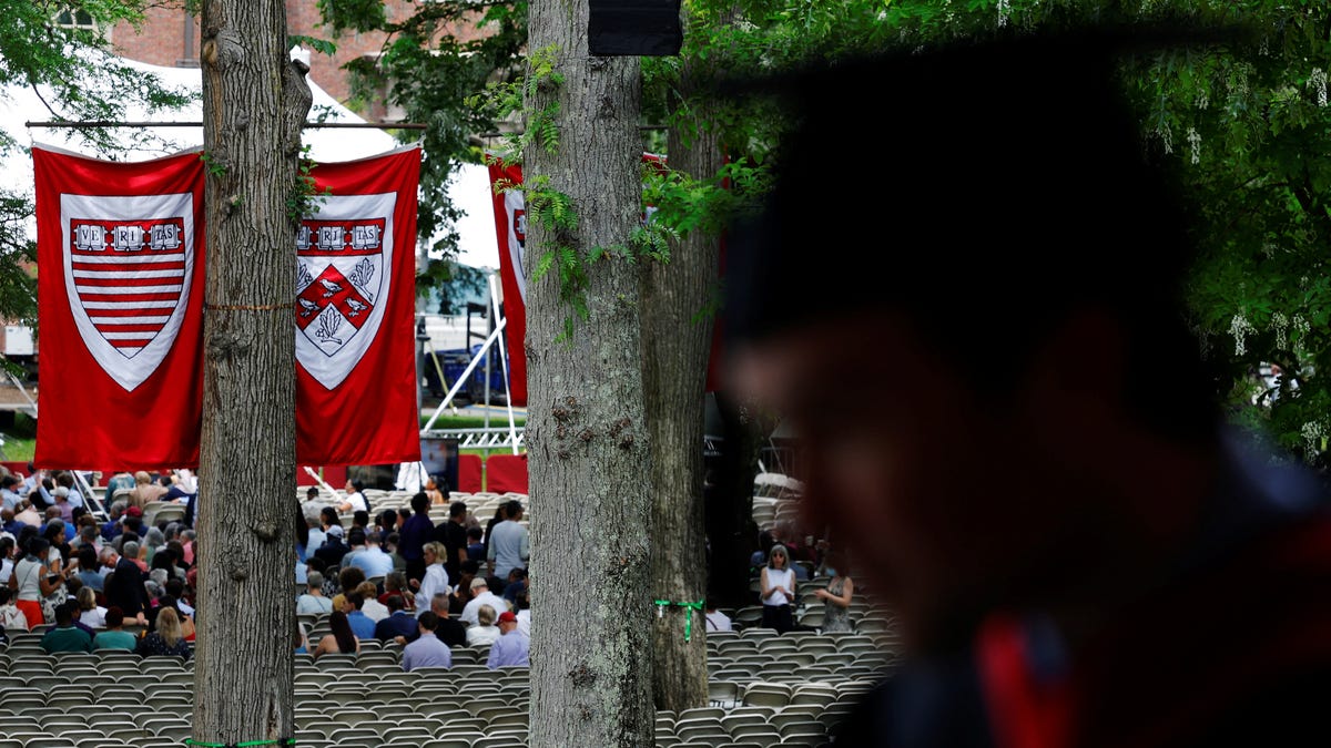 Graduating students and their families gather for Class Day Exercises, part of Harvard University’s 374th Commencement, in Cambridge, Massachusetts, U.S., May 28, 2025. REUTERS/Brian Snyder