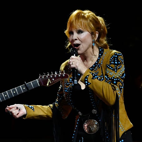 Reba McEntire performs after the Music City Rodeo at Bridgestone Arena Thursday, May 29, 2025 in Nashville, Tenn.