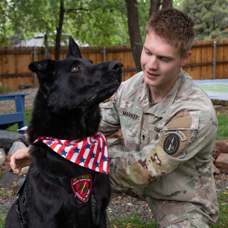American Humane Society helps Army handler Kameron Markert adopt his retiring military working dog Attila.