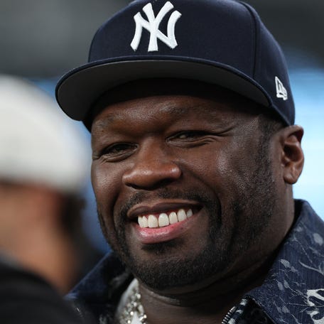 50 Cent is seen prior to a game between the Buffalo Bills and the New York Jets at MetLife Stadium on Oct. 14, 2024.